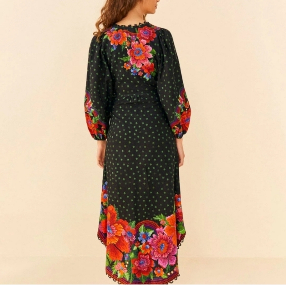 FARM Rio Black Maxi Dress with Vibrant Floral Design - Picture 3 of 3